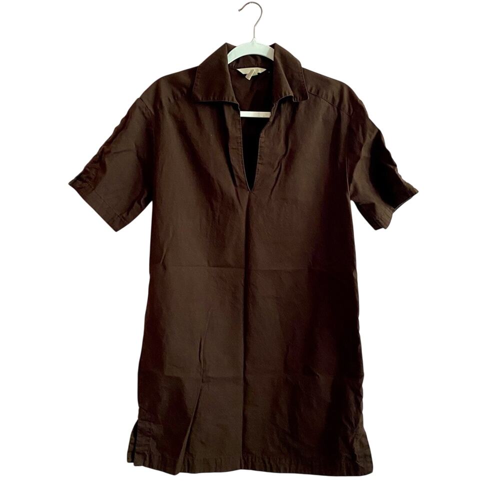 H&M Minimal Chic 100% Cotton V-Neck Utility Collared Shirt Resortwear Mini Dress